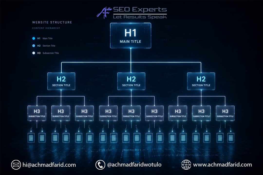 Ilustrasi arsitektur informasi konten digital untuk optimasi SEO