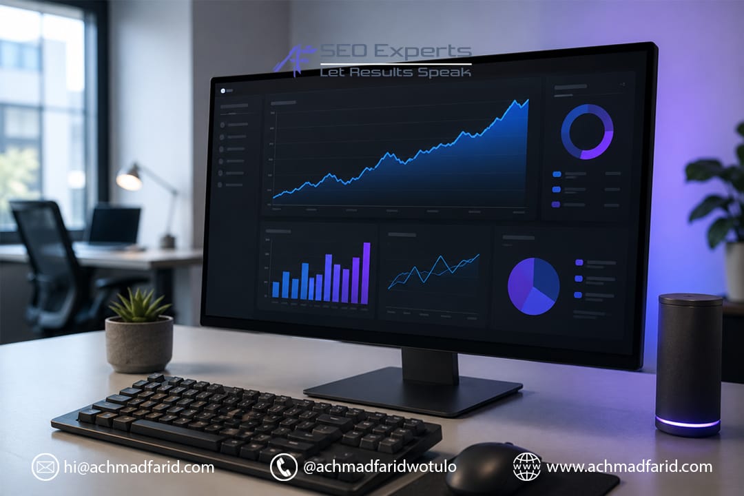 Dashboard analitik website menunjukkan pertumbuhan trafik bisnis